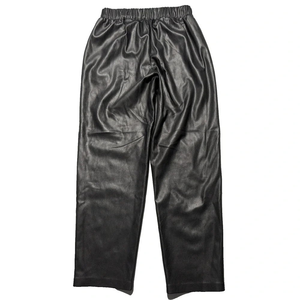 LISADNYC x THE DROP Women Large Black Vegan Leather Pull-On‎ Pants EUC